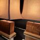 70s leather and wood pagoda lamps