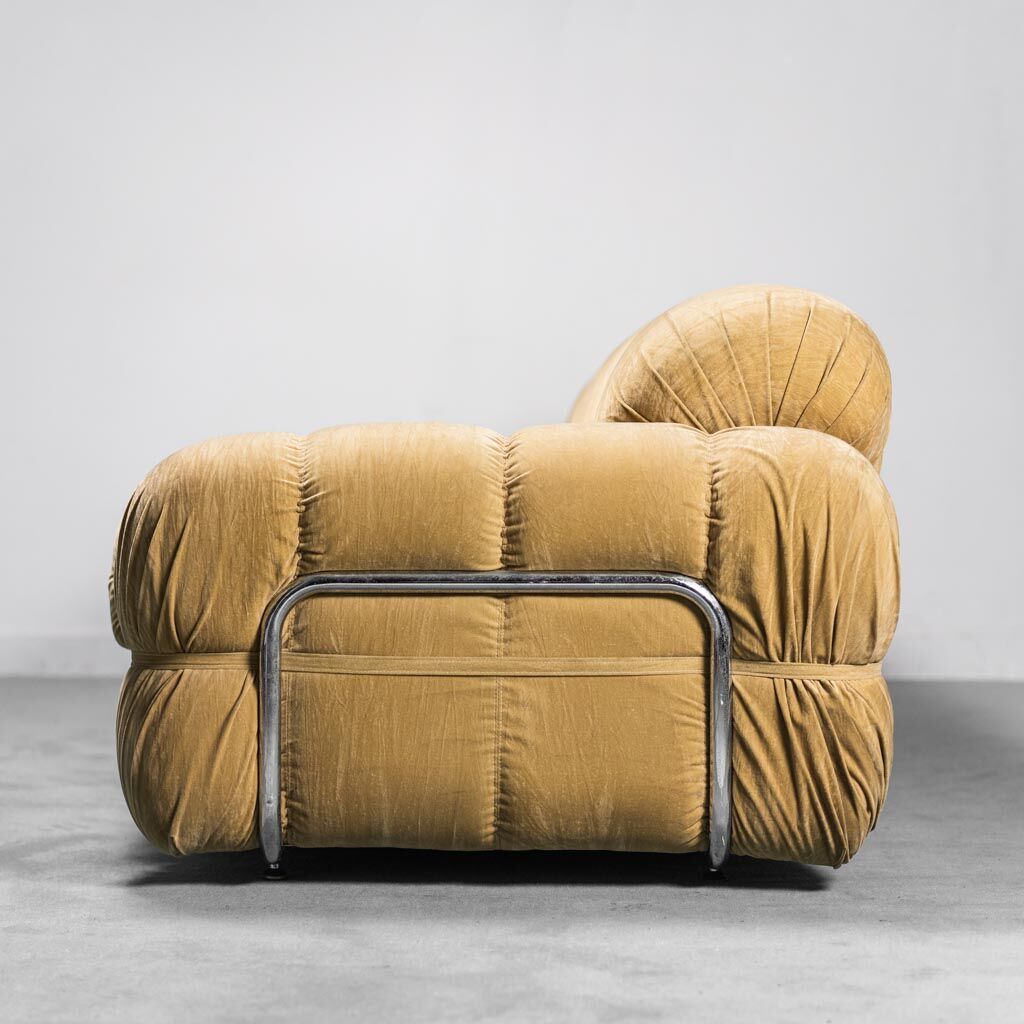 3 seater sofa metal fabric 70s vintage modern