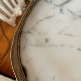 Oval pedestal table white mabre side table