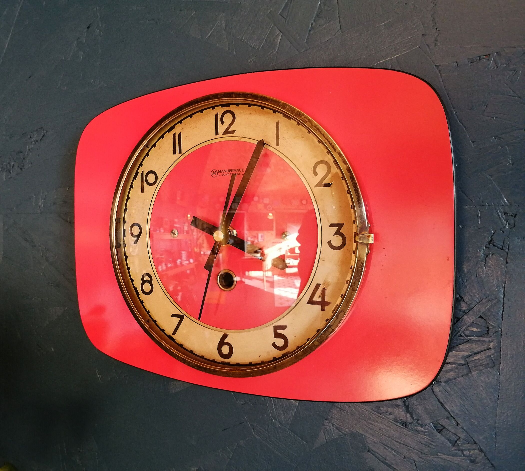 Vintage clock, "Manufrance Rouge" wall clock