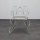 4x Geometric Wire Frame Dining Chairs, Rare