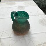 Pichet en pâte de verre orange et vert de Georges DE FEURE
