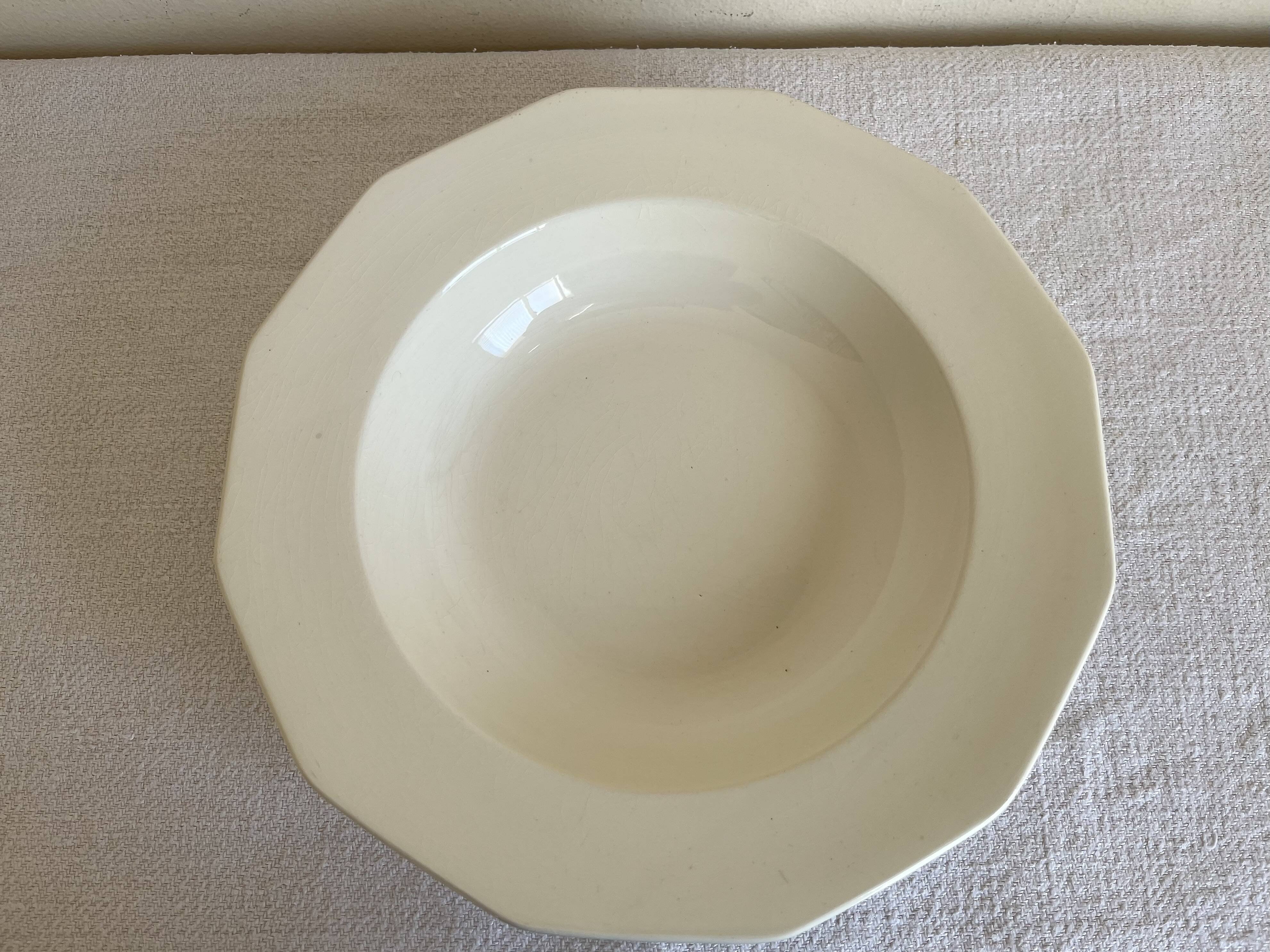 Octagonal fine earthenware table centrepiece 1920 white cream