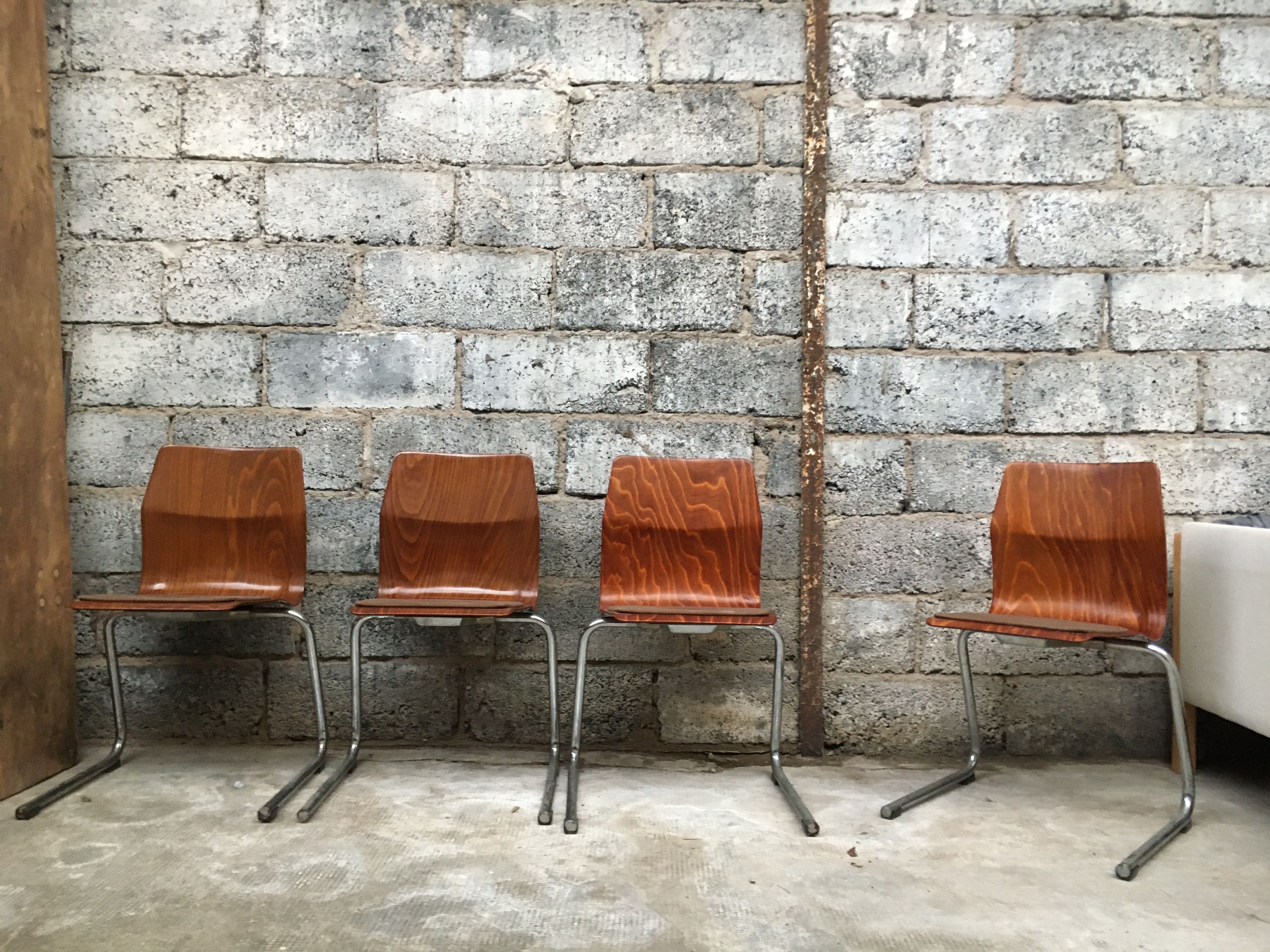 Series of 8 vintage retro stackable chairs FLOTOTTO PAGHOLZ by Adam Stegner 1960 1970