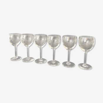 Set de 6 verres apéritif en cristal gravé