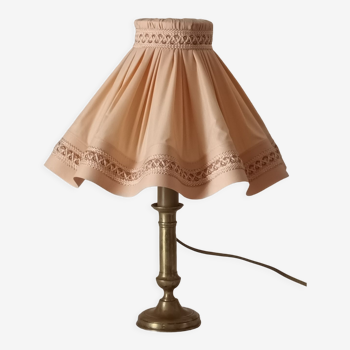 Lampe à poser laiton chapeau juponné vintage