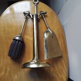 Small and discreet brass fireplace tool set.