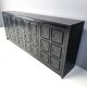 Black brutalist credenza, 1970s - vintage brutalist credenza - graphical brutalist credenza