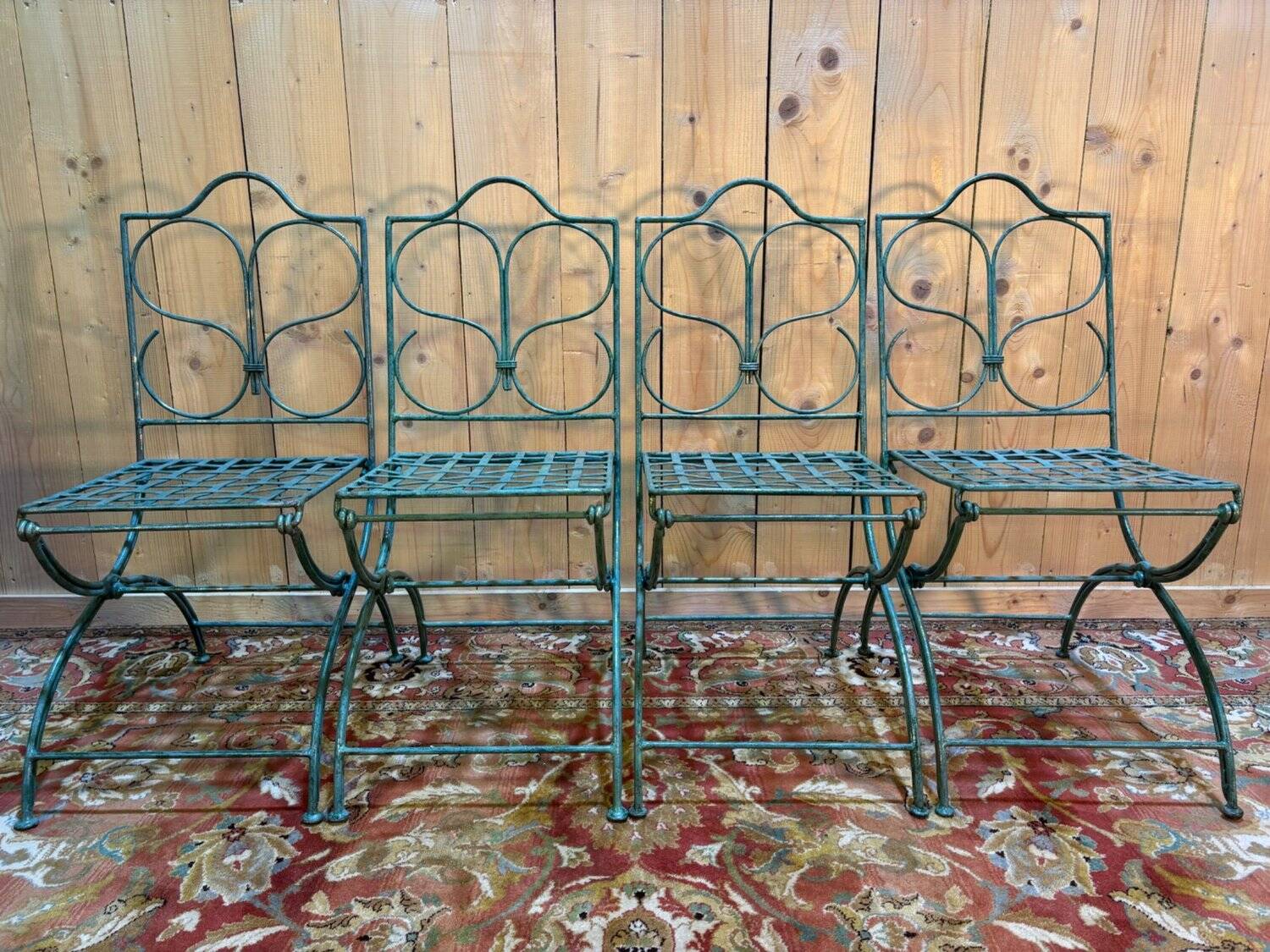 Set of 4 metal garden chairs