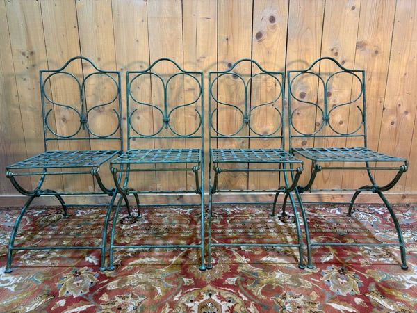 Série de 4 chaises de jardin en métal