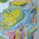 Geological map 1908 France in colour 27x37cm