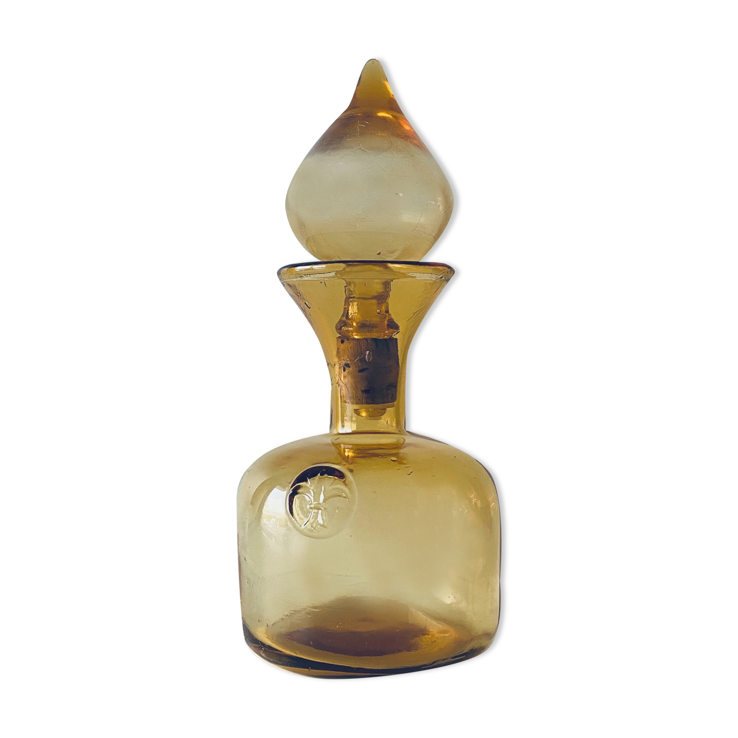 Vintage amber glass decanter
