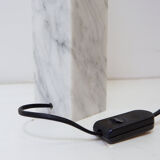 Vintage marble table lamp with new raffia shade.