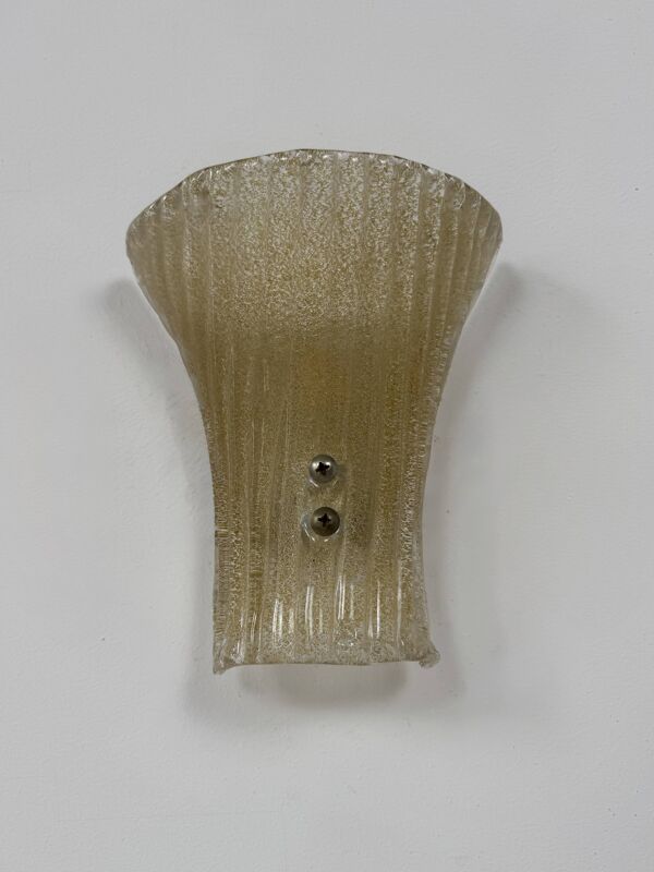 Paire d'appliques vintage verre de Murano moulé pressé, Italie, 1980