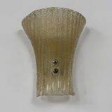 Pair of vintage Murano glass wall lights, pressed moulded, Italy, 1980.
