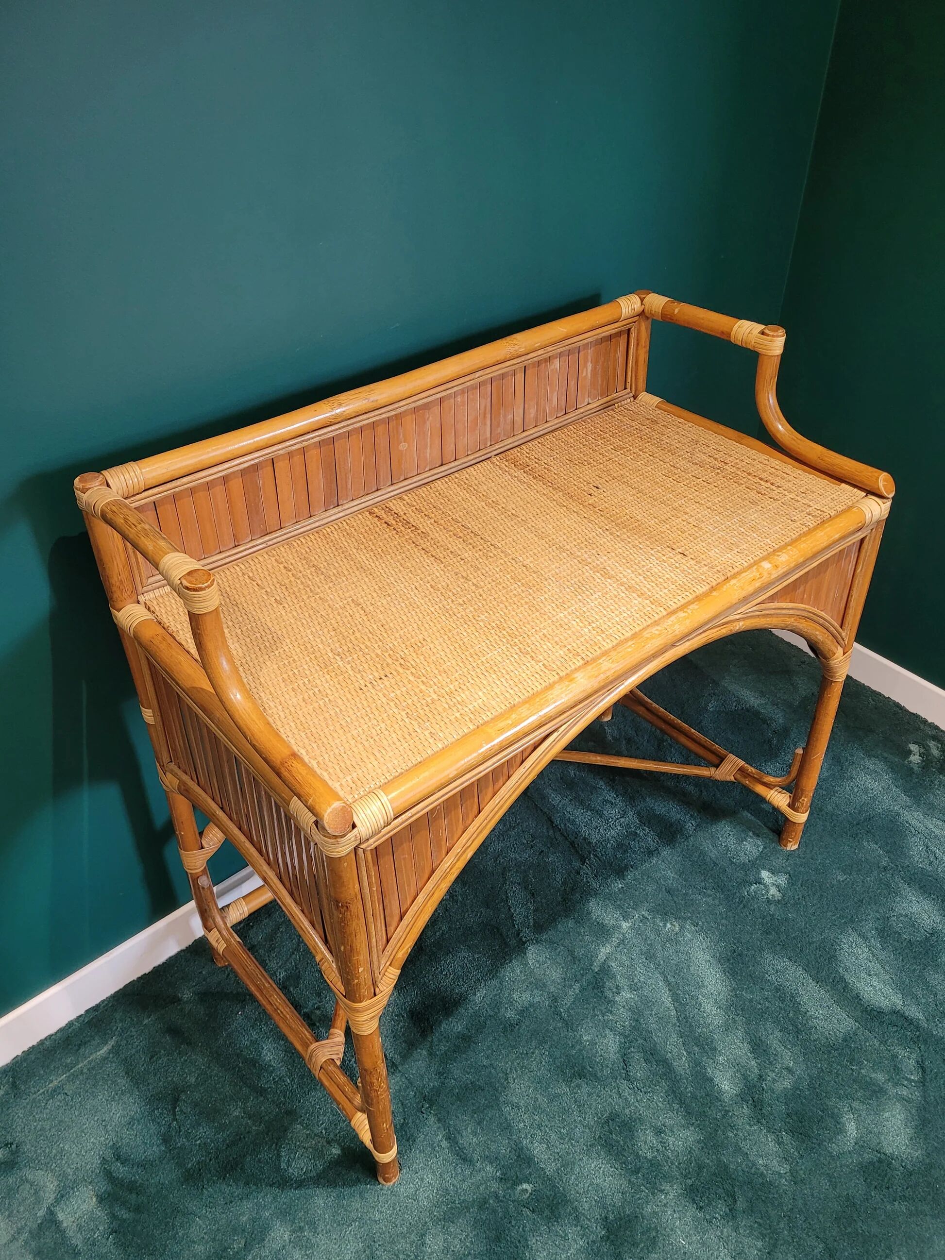 Vintage bamboo and rattan desk
