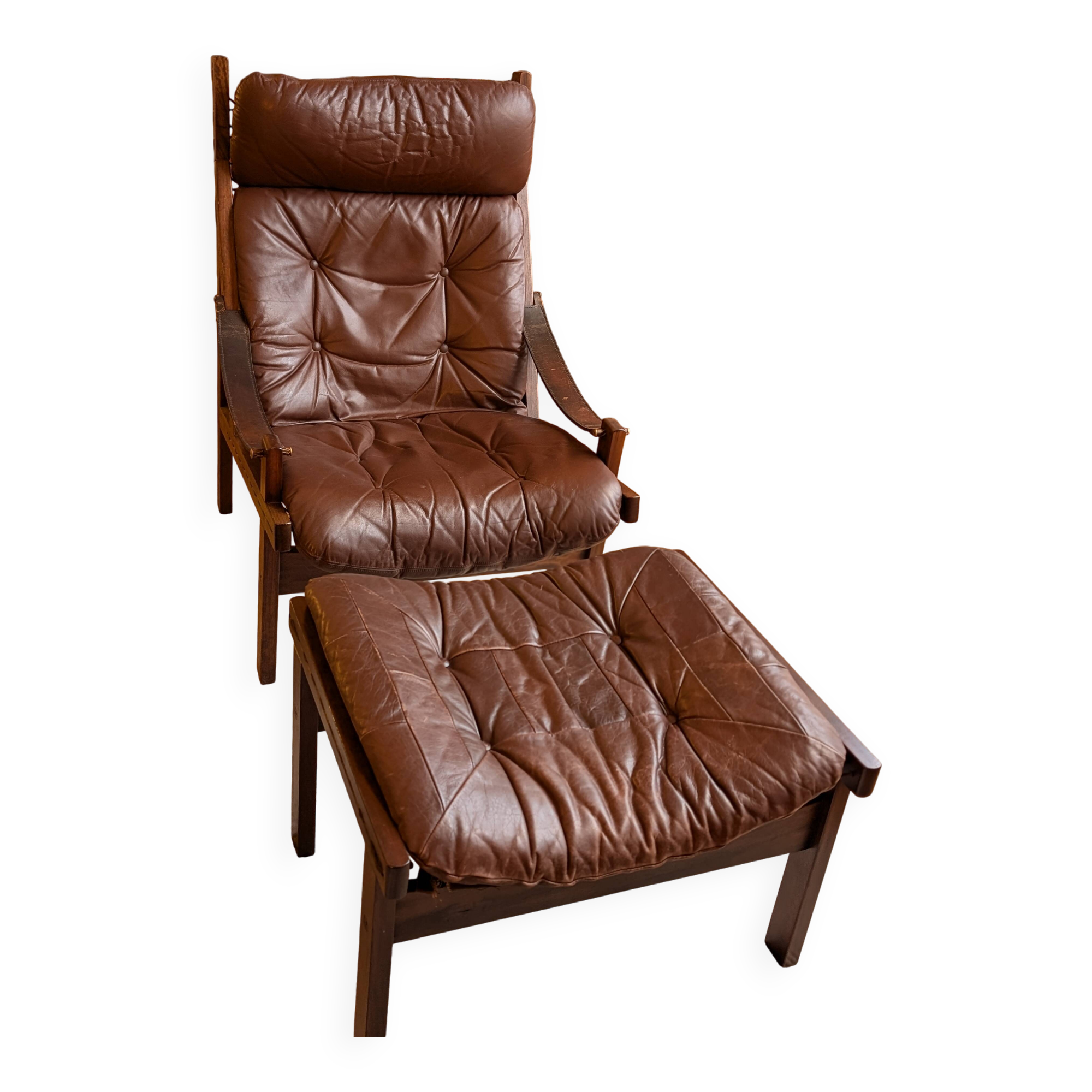 2 Hunter armchairs and 1 footstool by Torbjørn Afdal for Bruksbo
