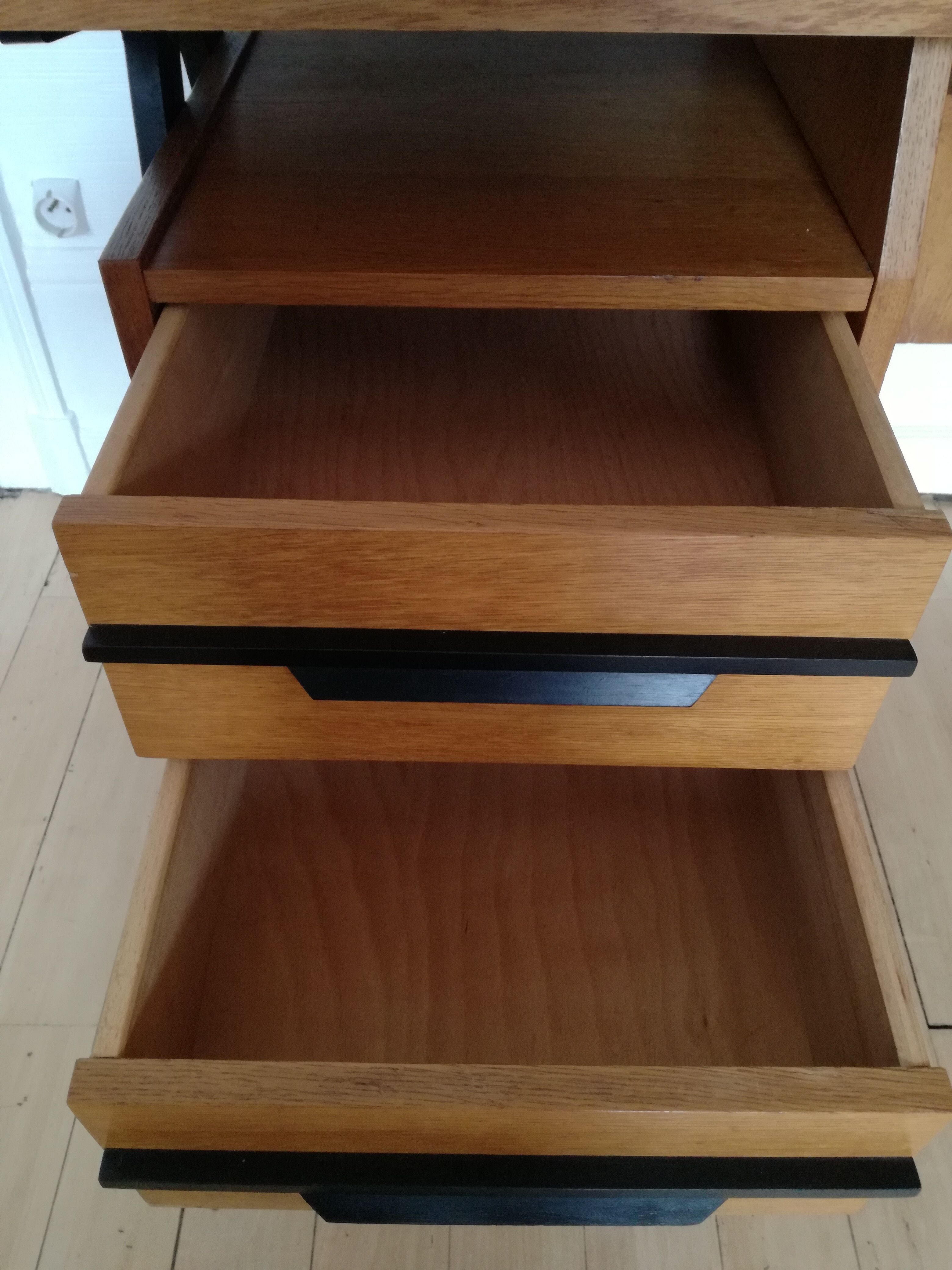 60s design desk with compass feet