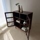 Mid-century display cabinet dark wood glass
