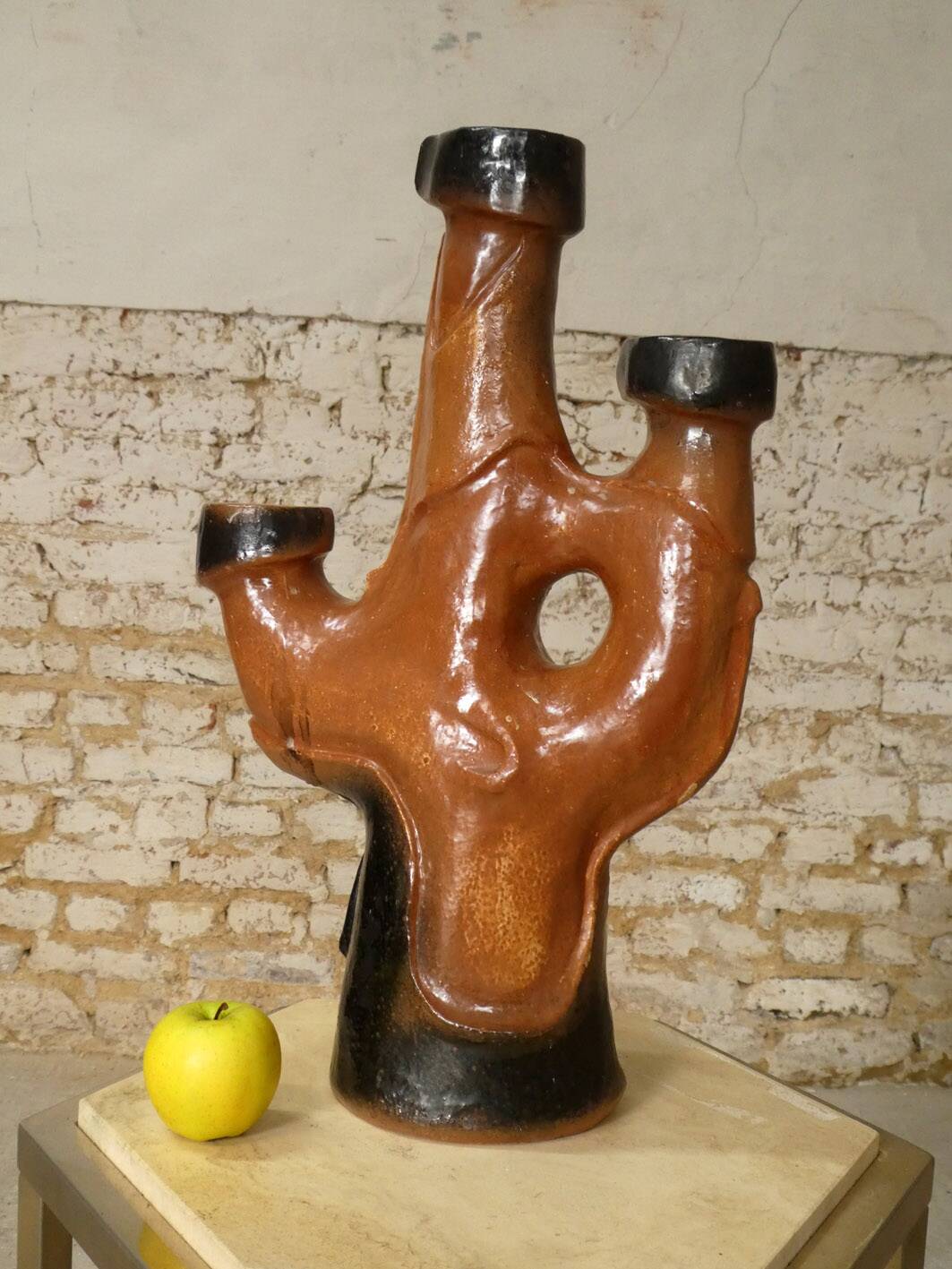 brutalist ceramic candlestick, 1970