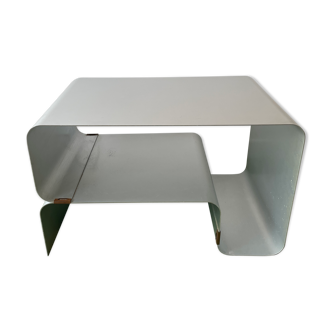 Table de chevet 1970 en aluminium brossé