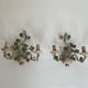 Pair of Wall Lights with Floral Basket in Painted Sheet Metal. Italian Work. Circa 19.