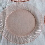 12 transparent pink vintage plates