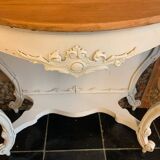 Console beige de style avec plateau bois