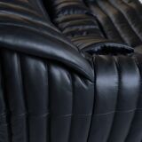 Cinna Ligne Roset Black leather 2-seater sofa attributed to Annie Hieronimus, 1970s