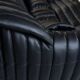Cinna Ligne Roset Black leather 2-seater sofa attributed to Annie Hieronimus, 1970s
