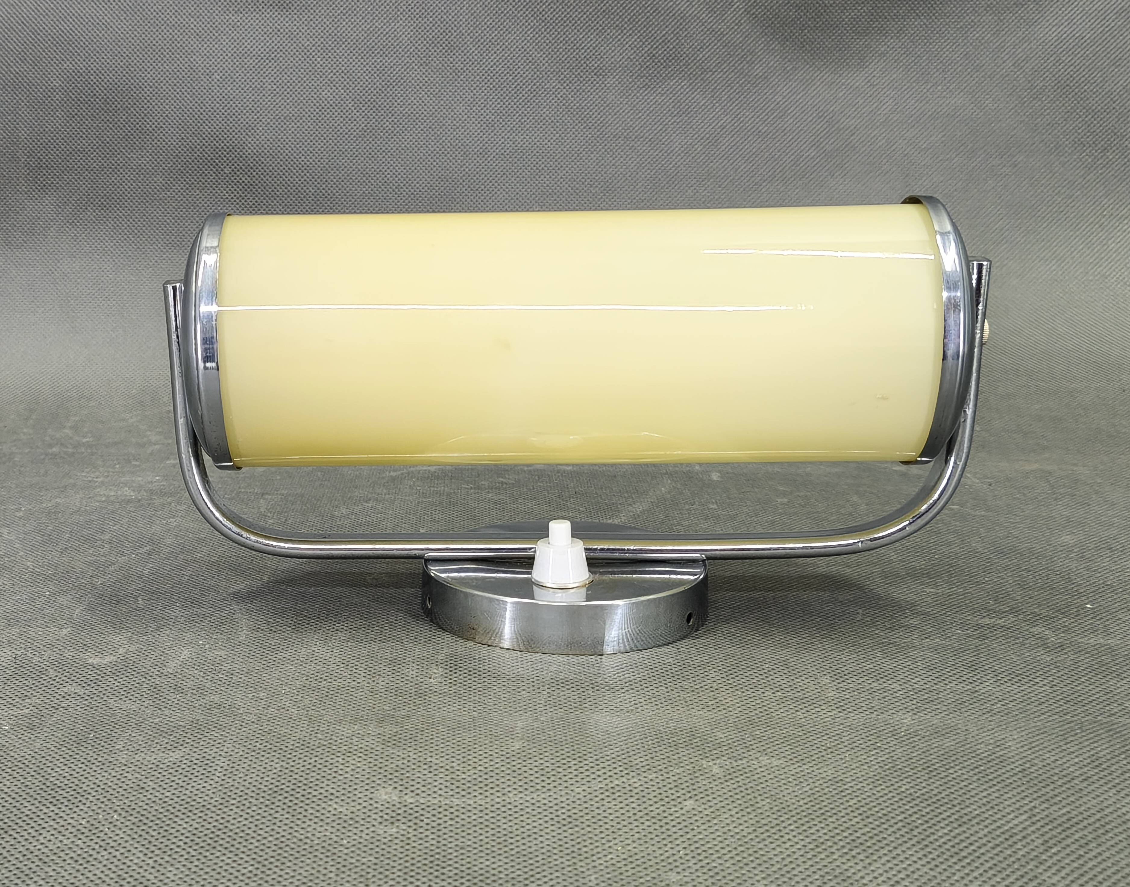Czech Art Deco Opaline Glass Wall Light, 1930s