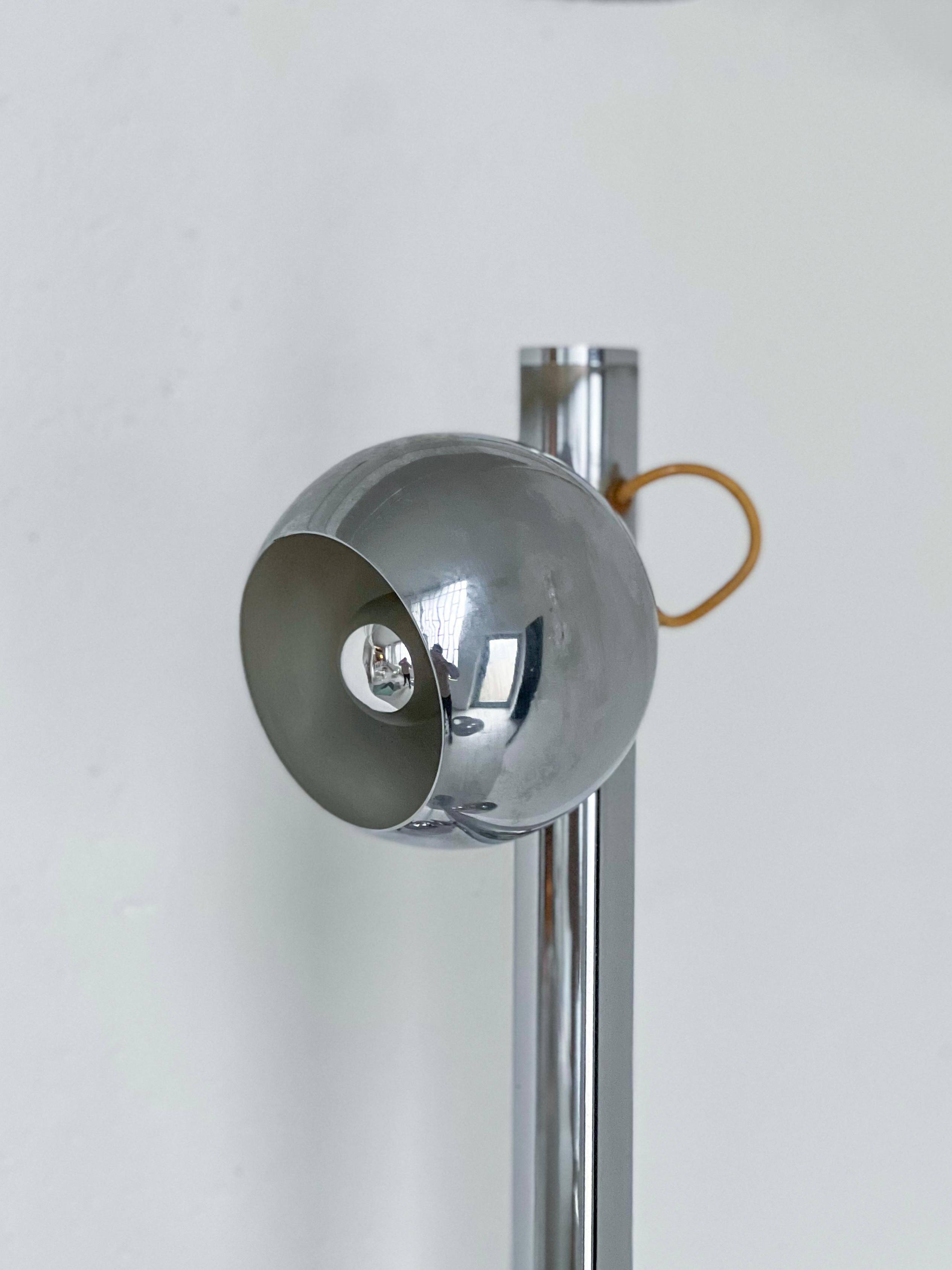 Vintage Goffredo Reggiani floor lamp in chromed metal, Italian Space Age, 1960s