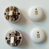 Set of 2 old two-way switches, porcelain and plastic, 50s/60s