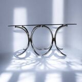 Table ovale vintage en verre fumé