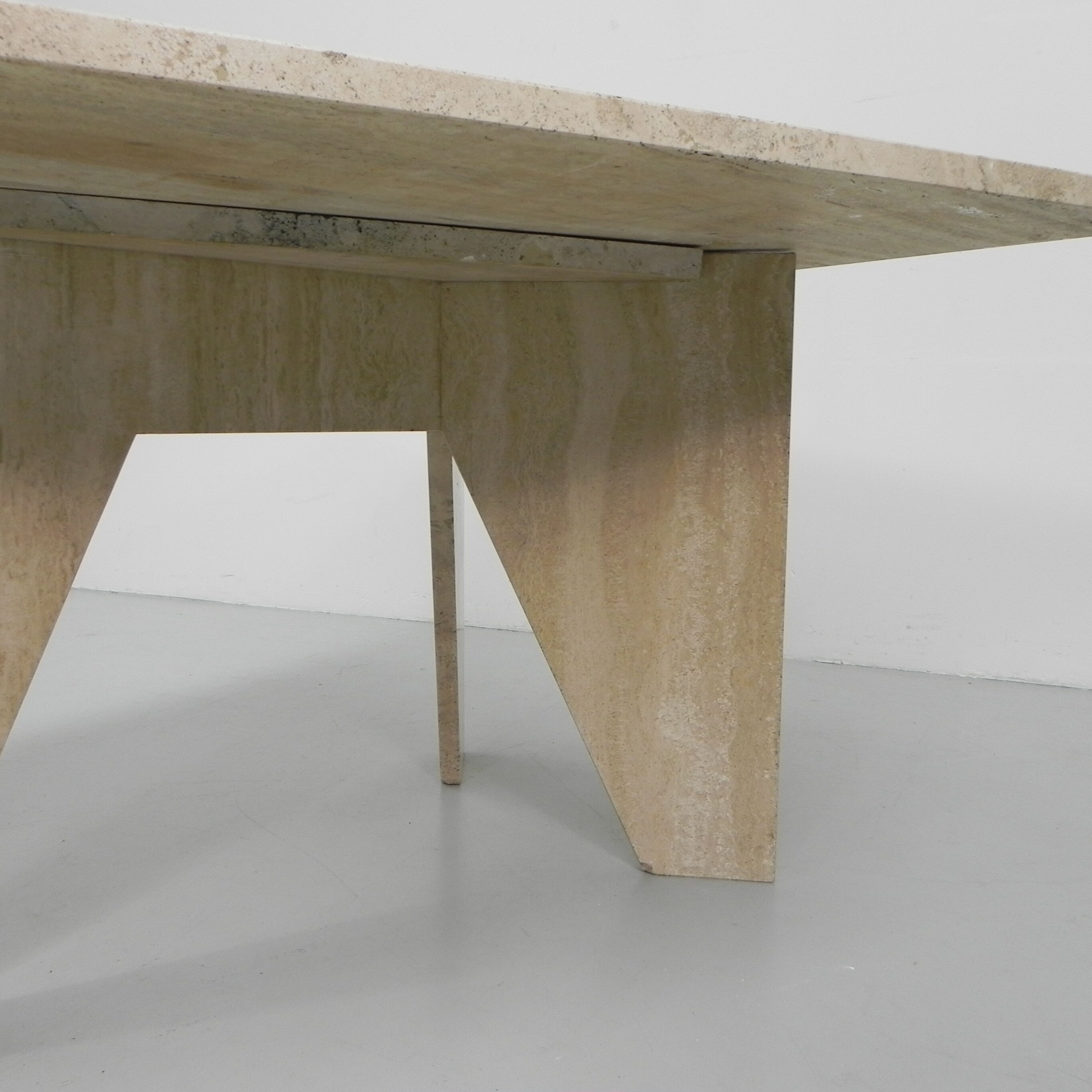 Travertine dining table, 130 x 129 cm