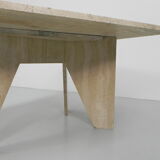 Travertine dining table, 130 x 129 cm