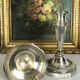 Pair of antique candlesticks in silver bronze louis XVI style