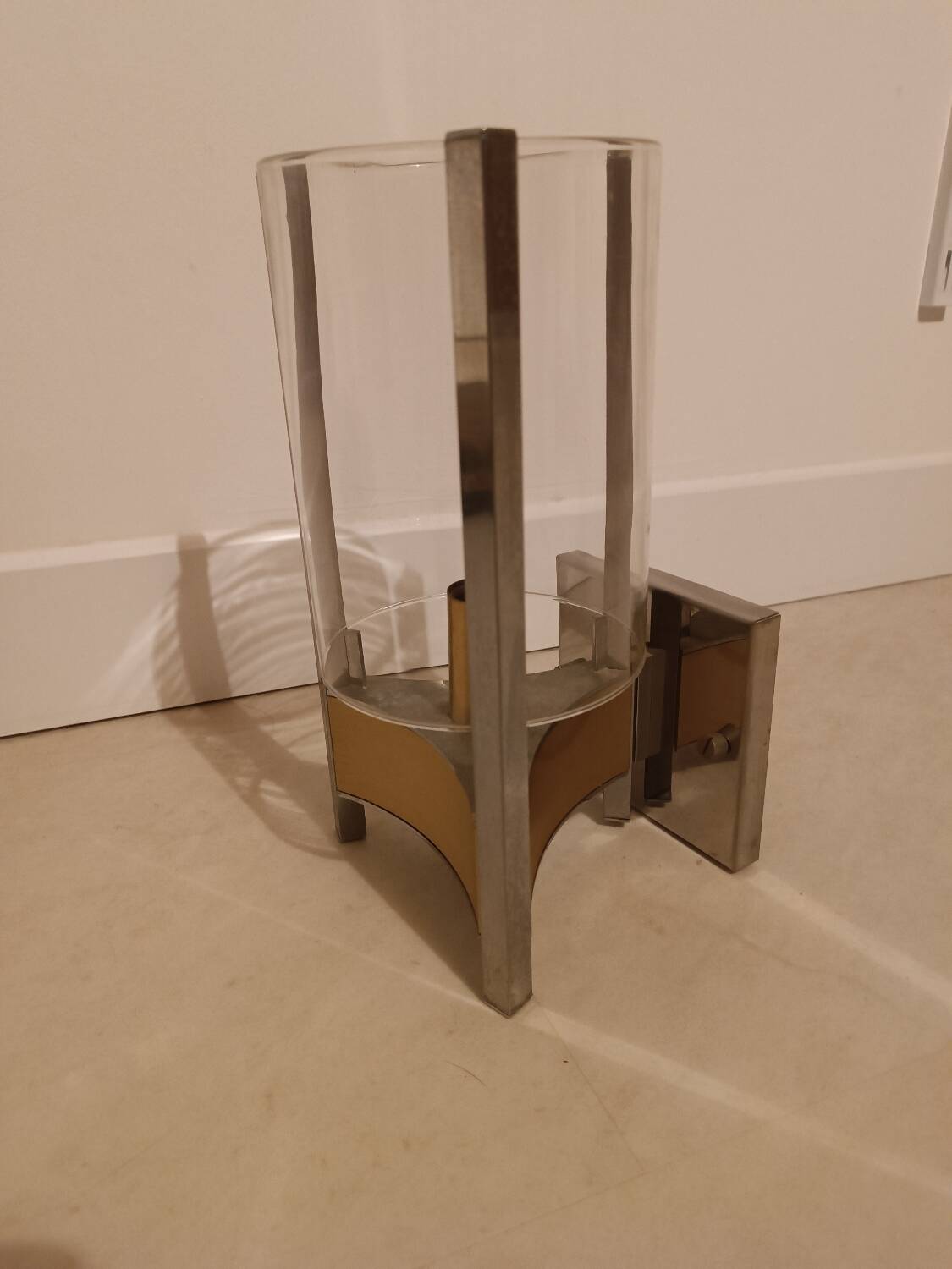 Applique en laiton et verre de Gaetano Scolari 1960