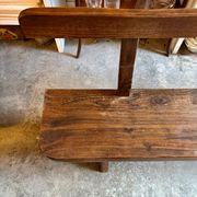 Aranjou dark wood dining table and 2 benches from the 70s/80s ☐ 200 x 89 cm