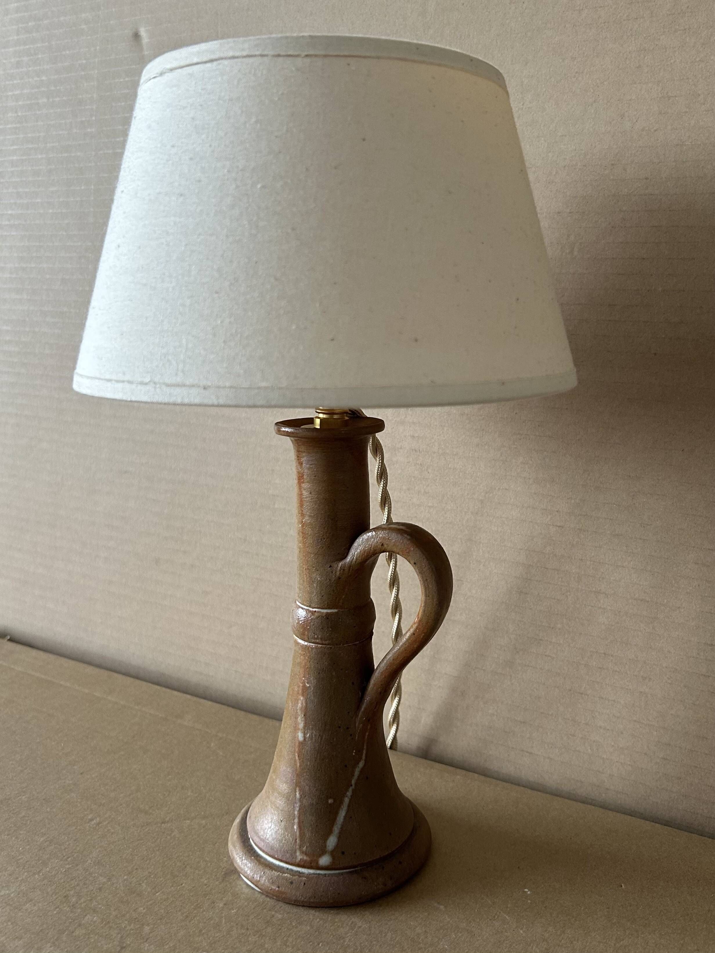 Petite lampe à poser, lampe de chevet vintage En grès émaillé, bon état, au