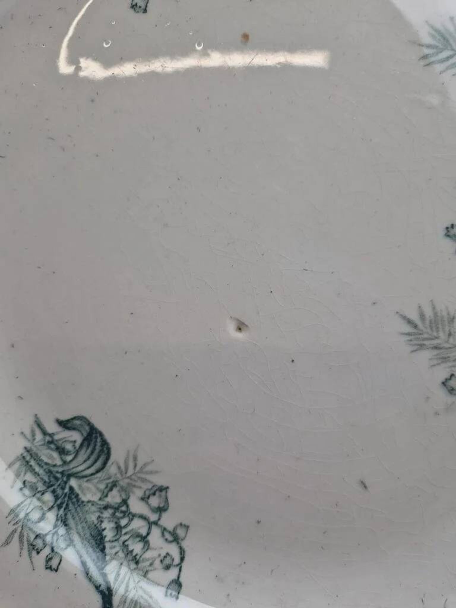 Large round antique ironstone plate, Saint-Amandinoise – Model Lily of the Valley