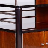 Chariot en noyer ArtDéco restauré par Thonet, acier chromé, Tchéquie, années 1930