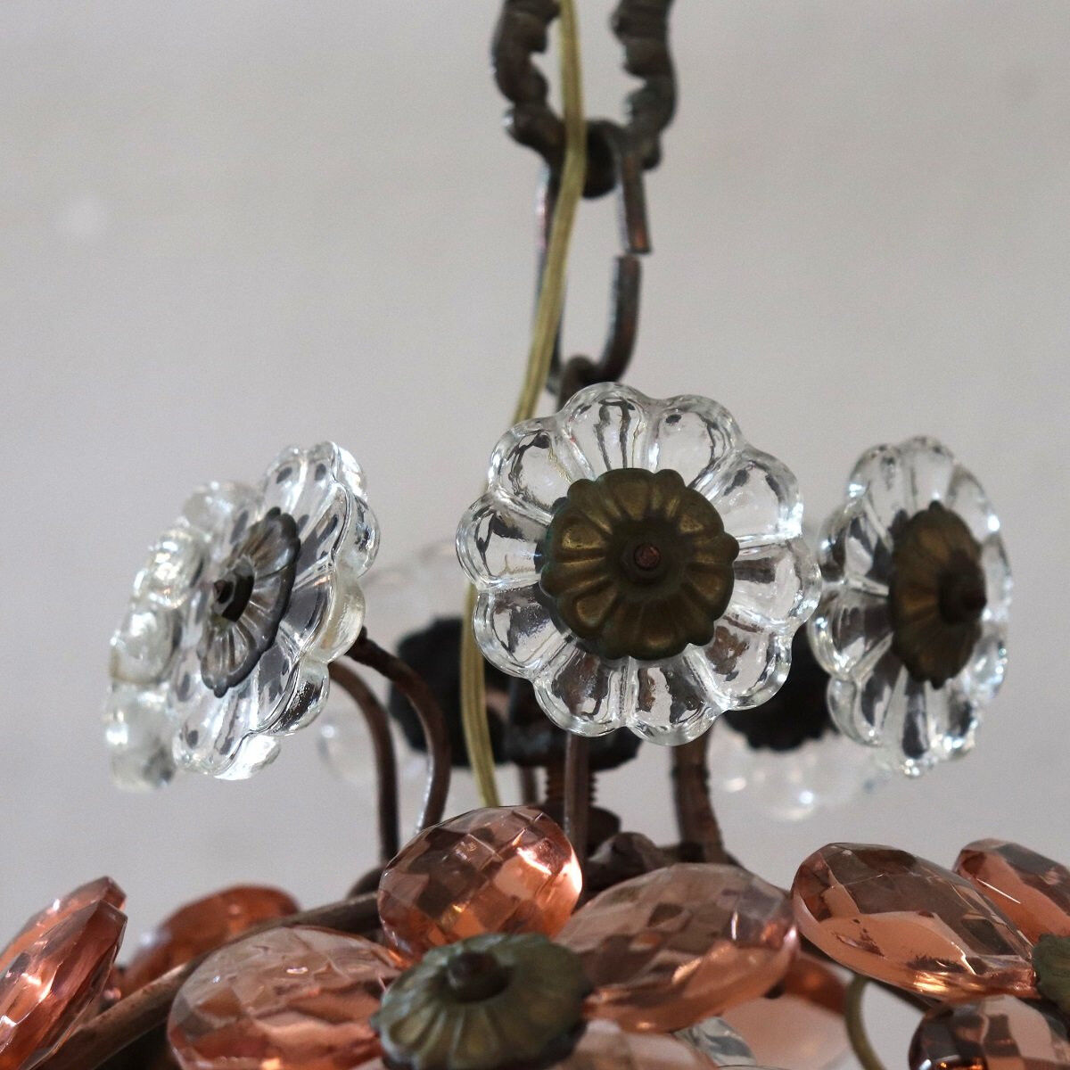 Pendant Lamp In Iron And Murano Glass, Italy Early 20th Century