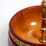 Beautiful 1960s nut bowl by Aldo Tura made of red goatskin and brass