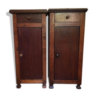 Pair of nightstands in wood covered marble