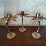 3 candlesticks in the shape of super deco palm trees