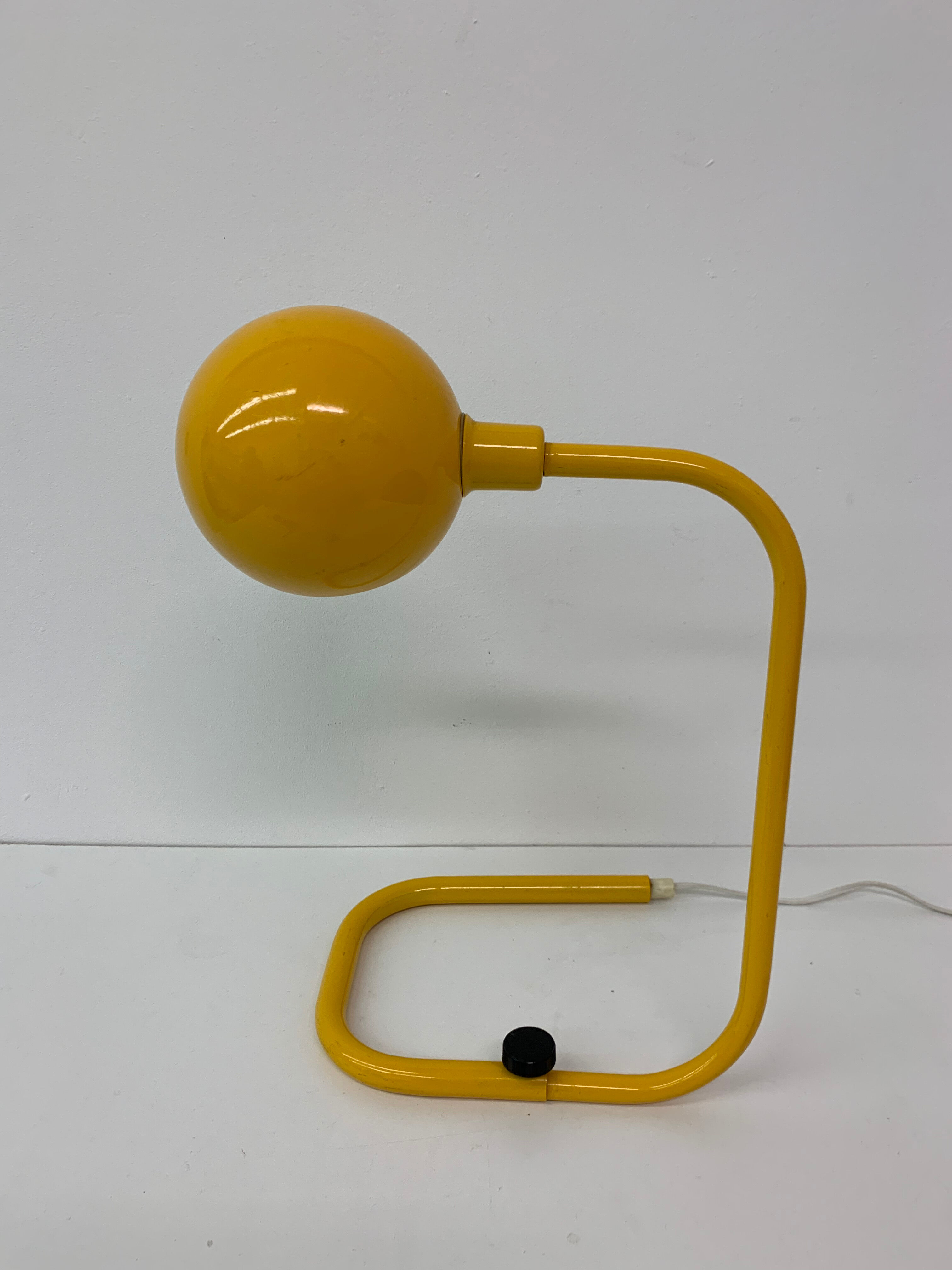 Mid-century design yellow tubular table lamp, 1970’s