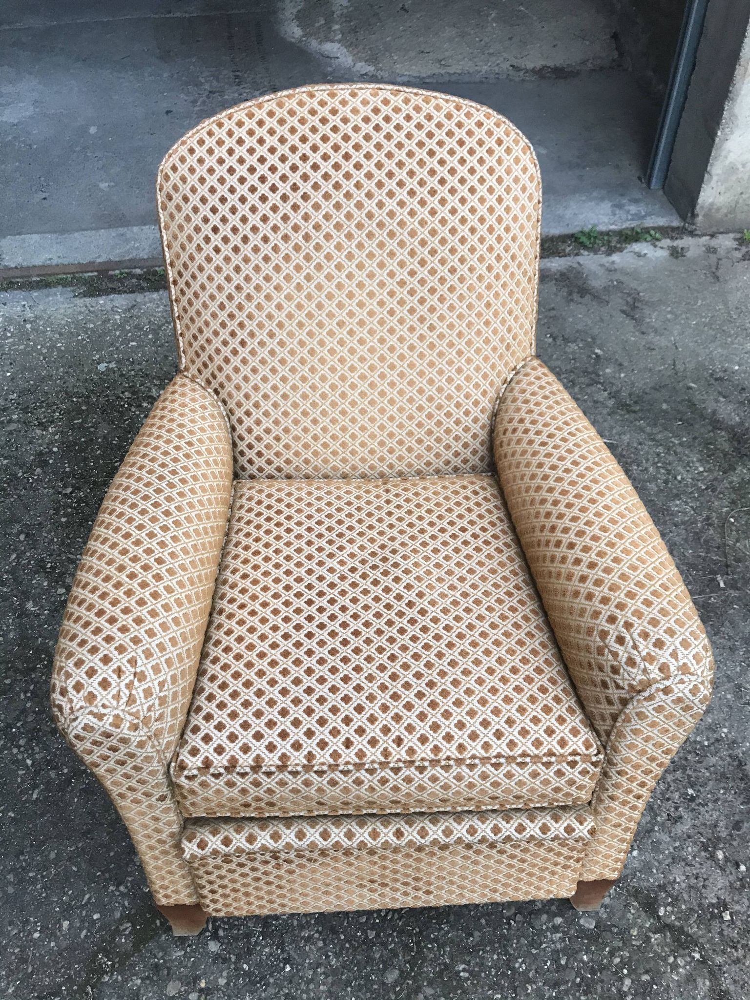 Fauteuil club velours 1970