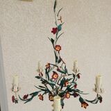 Vintage Floral chandelier in painted sheet metal
