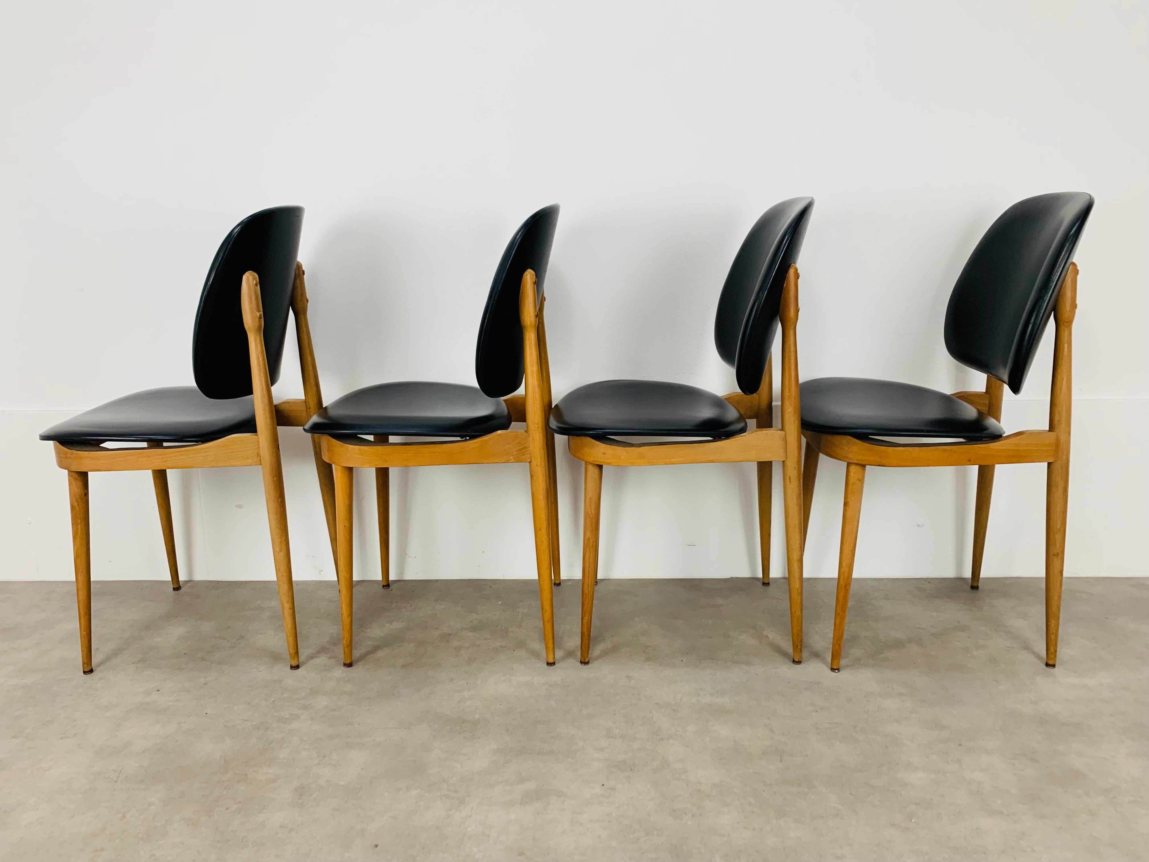 4 Baumann Pegasus chairs, black, 60s